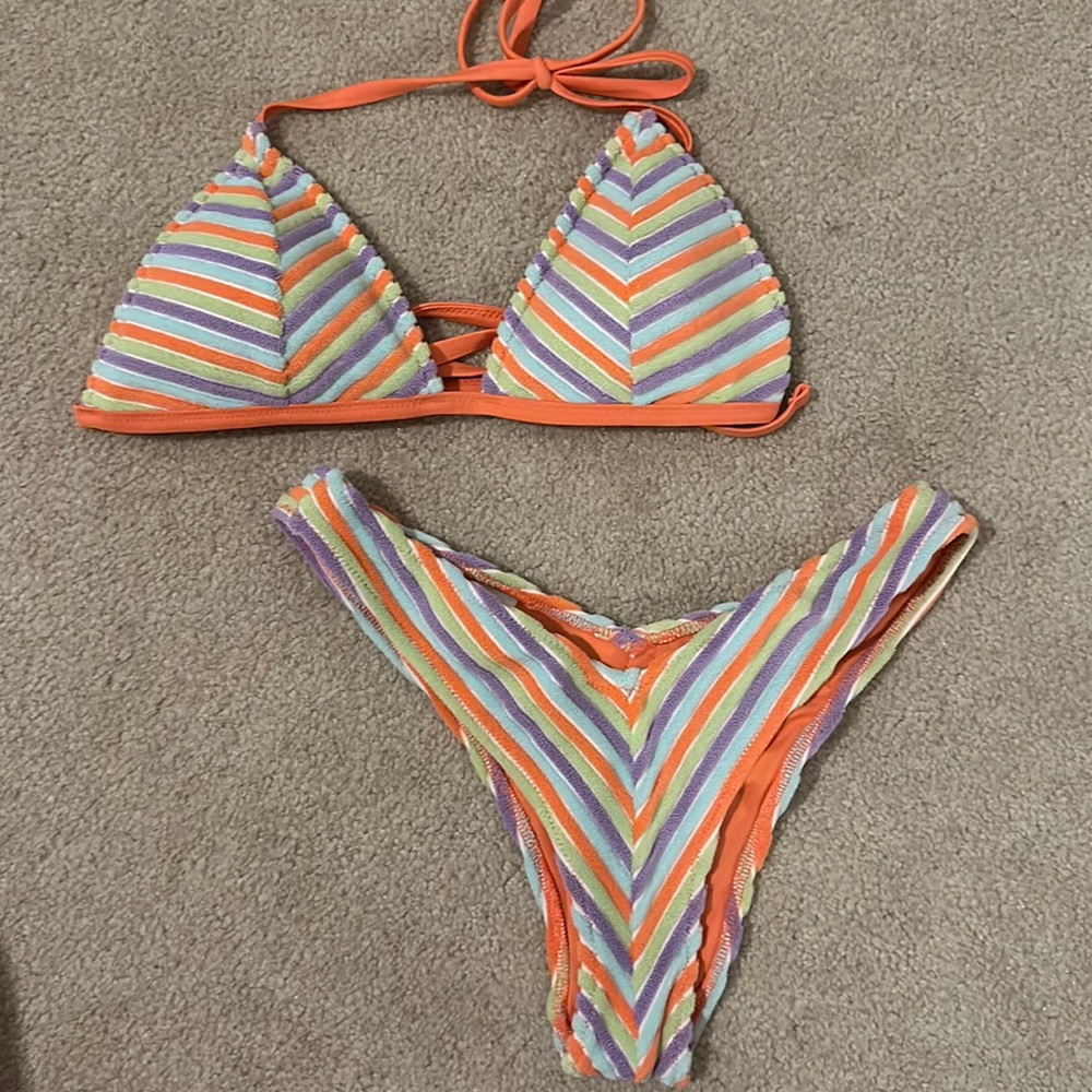 Aerie Terrycloth Bikini WORN ONCE top: M, bottoms: S, cheeky